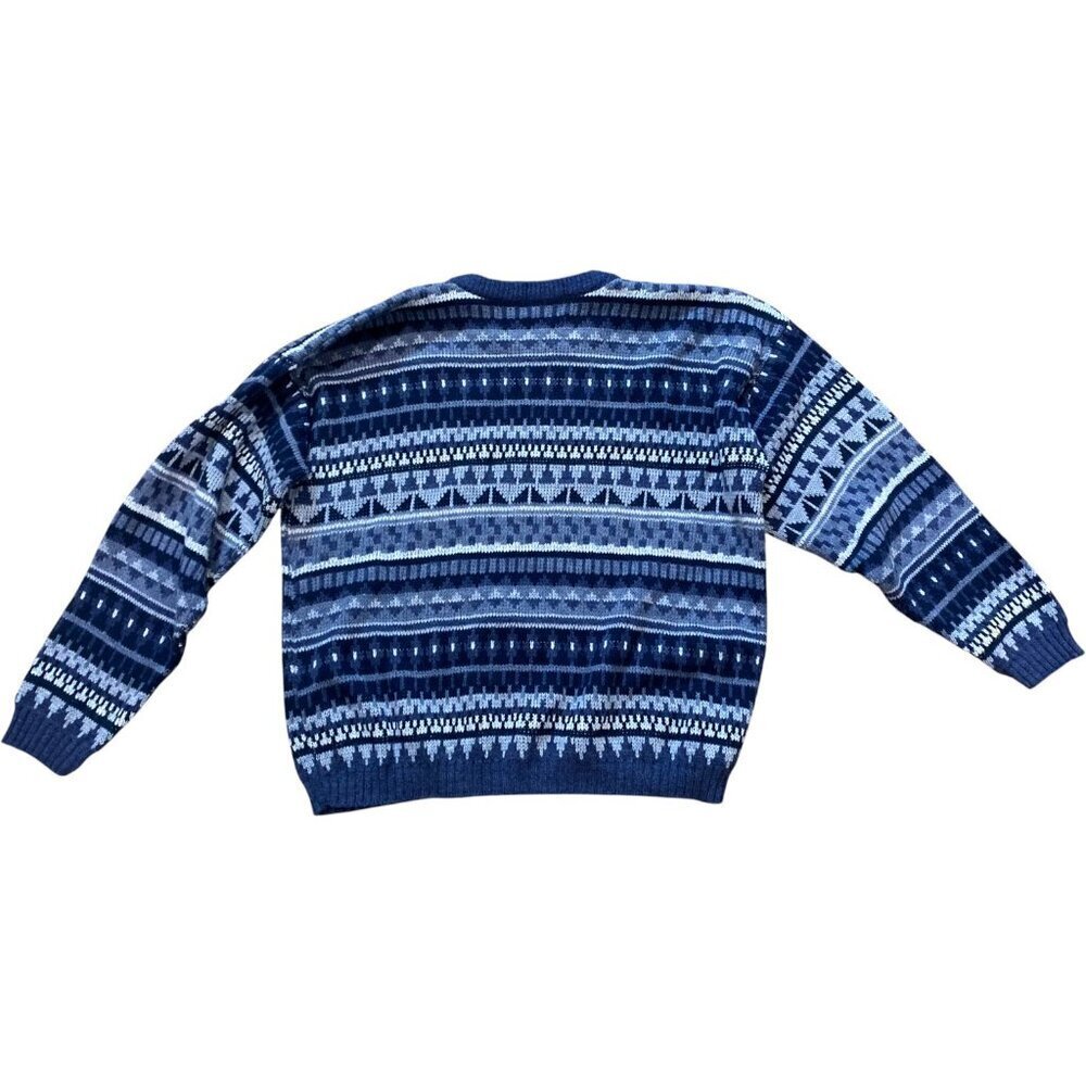 Vintage Scandia Knit 80s Y2K Grandpa Dad Sweater Blue - Picture 2 of 5